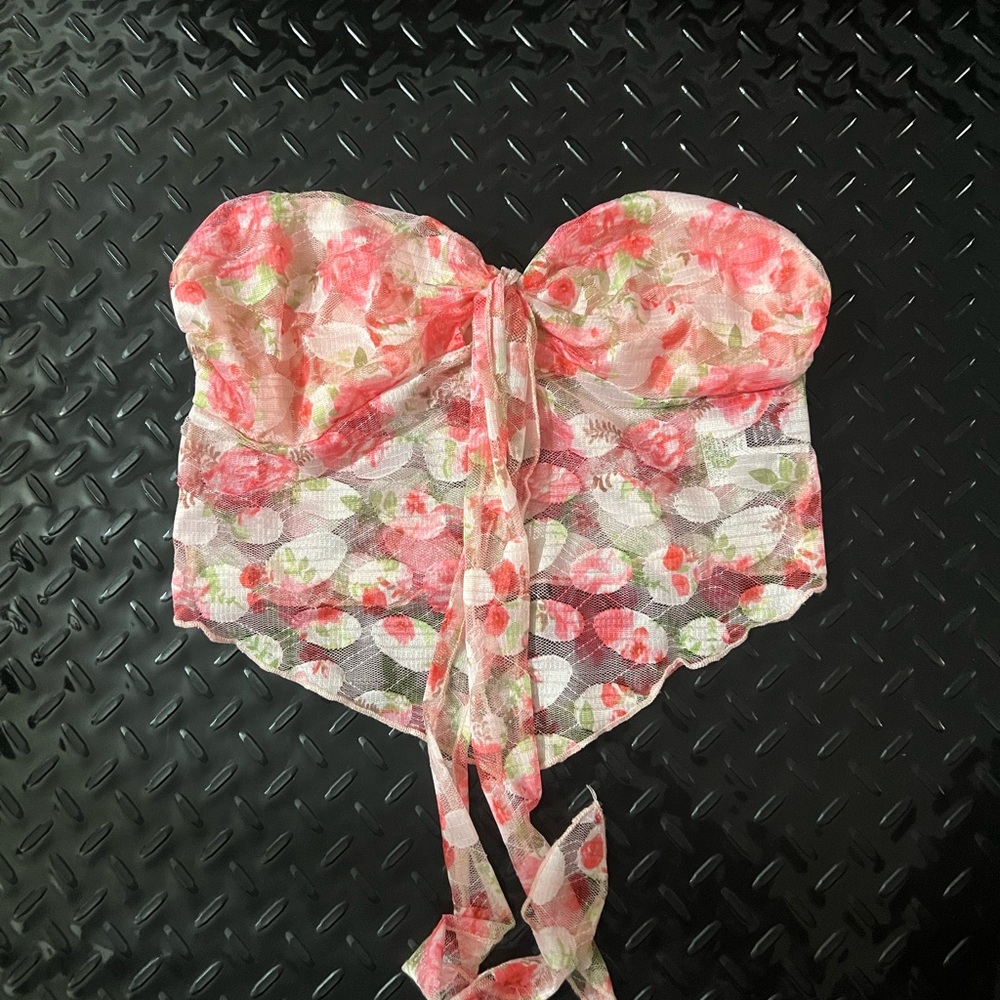 SHEIN Pink and Green Lace Top